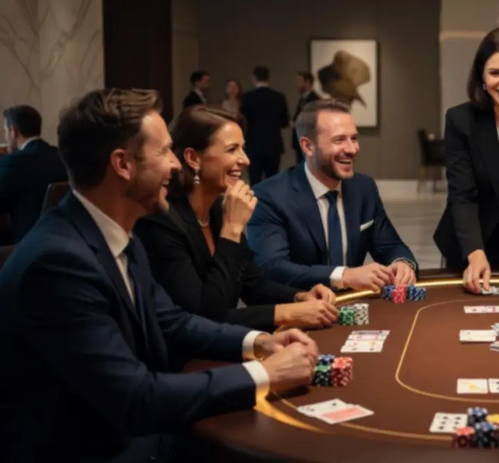 Zespół firmy podczas wieczoru pokerowego