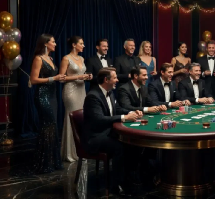 Impreza tematyczna z motywem pokerowym i kasynowym