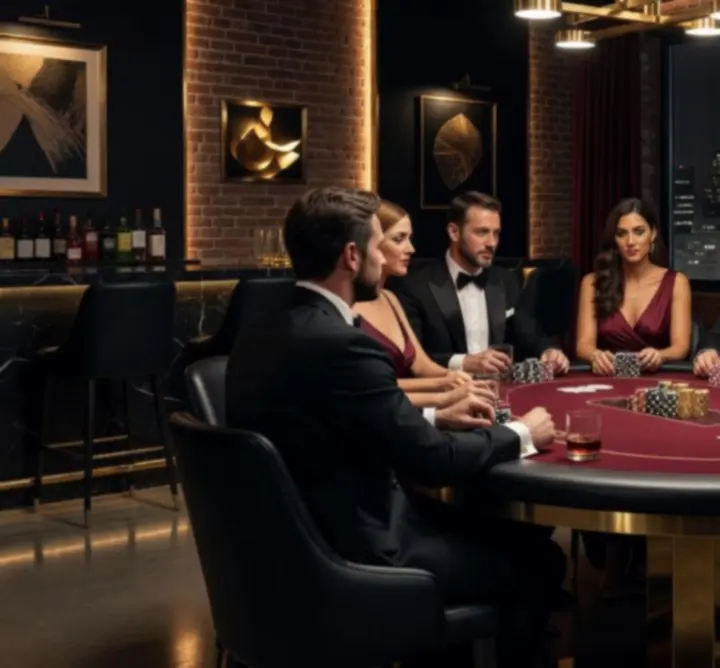 Premium prywatna impreza pokerowa z profesjonalnym stołem i krupierem