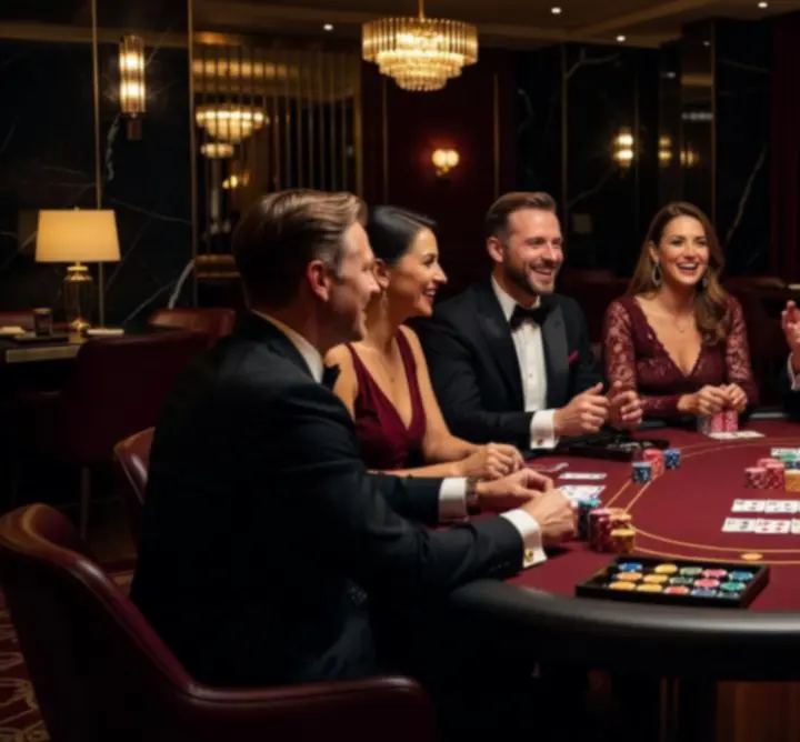 Goście przy stole pokerowym podczas mobilnego eventu casino MAJESTIC MARVEL s.r.o.
